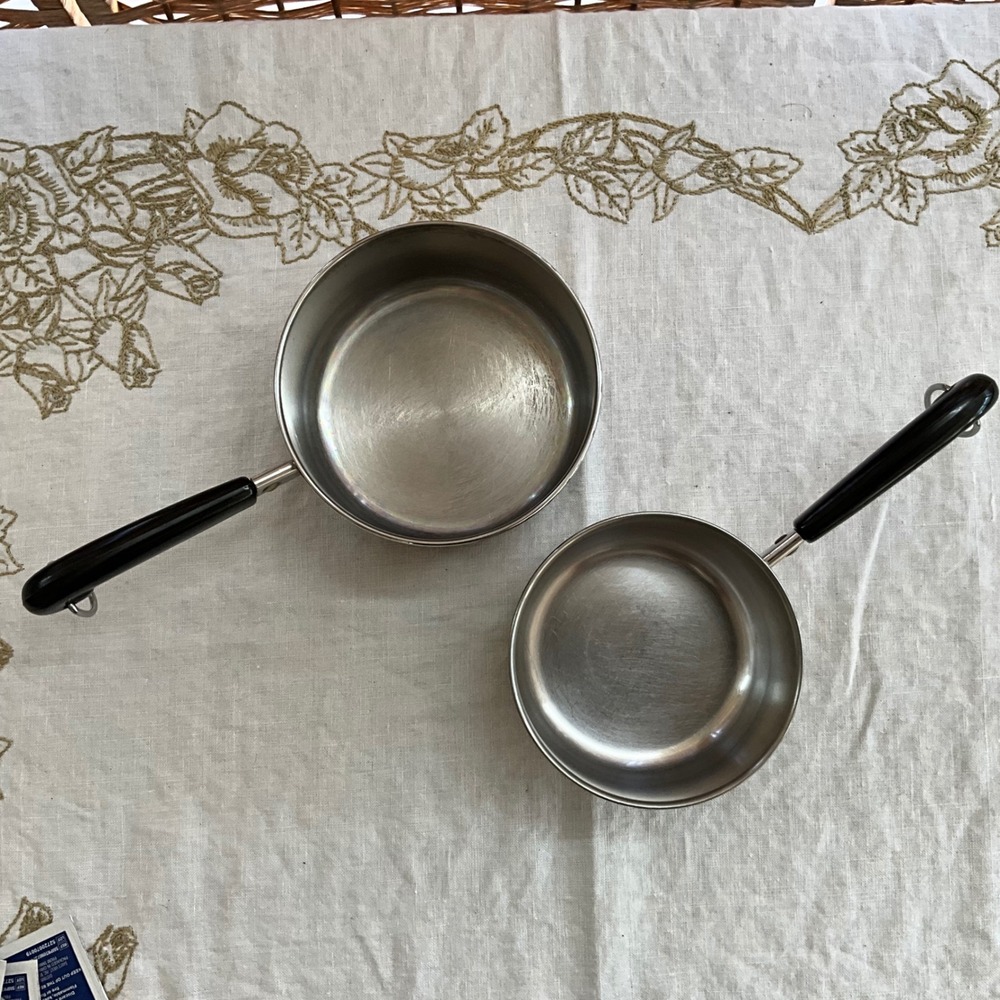 Vintage Revere Ware Saucepan Set 1 Qt 3/4 Qt Copper Bottom Bakelite USA Made
